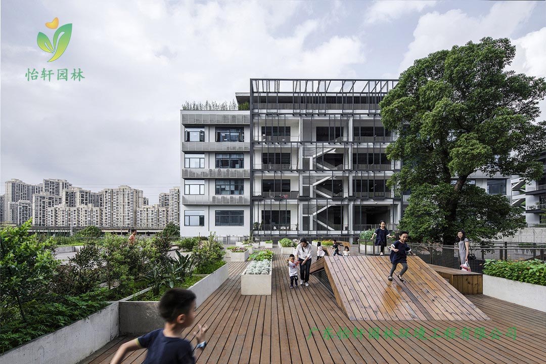 全至科技創(chuàng)新園種植平臺和體驗館綠化工程實景圖