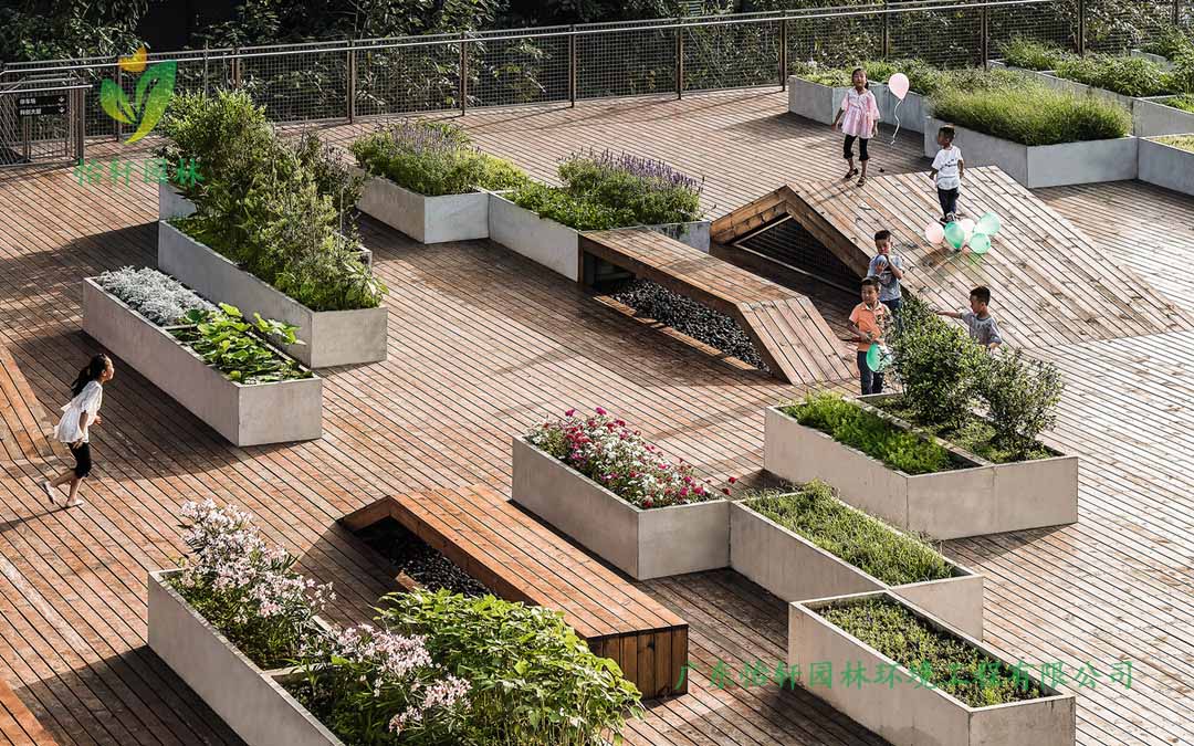 全至科技創(chuàng)新園種植平臺和體驗館綠化工程實景圖