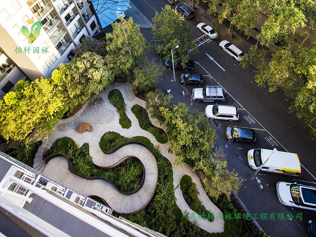 天河智慧城商業(yè)街小花園綠化工程實(shí)景圖