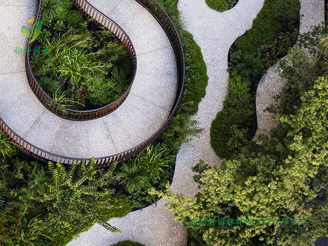 天河智慧城商業(yè)街小花園綠化工程實(shí)景圖
